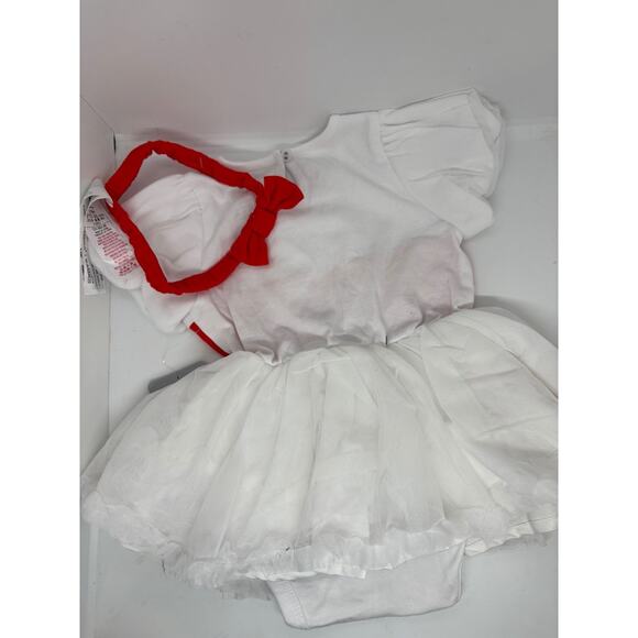 NWT DISNEY Baby Dress Romper Diaper Cover Includes Headband 12-18 M White Red - Picture 6 of 8